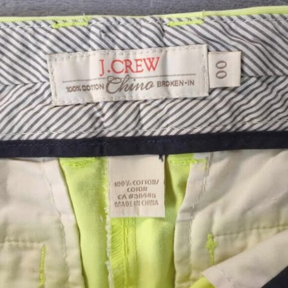 J.Crew Neon Yellow Size 00 Chino Broken-In shorts for women 100% Cotton Y2K Girl - Picture 2 of 9